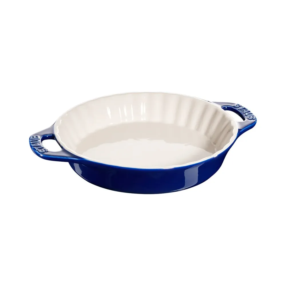 Pie form. 24cm, blå, keramikk - STAUB OVNSFORM 🇫🇷