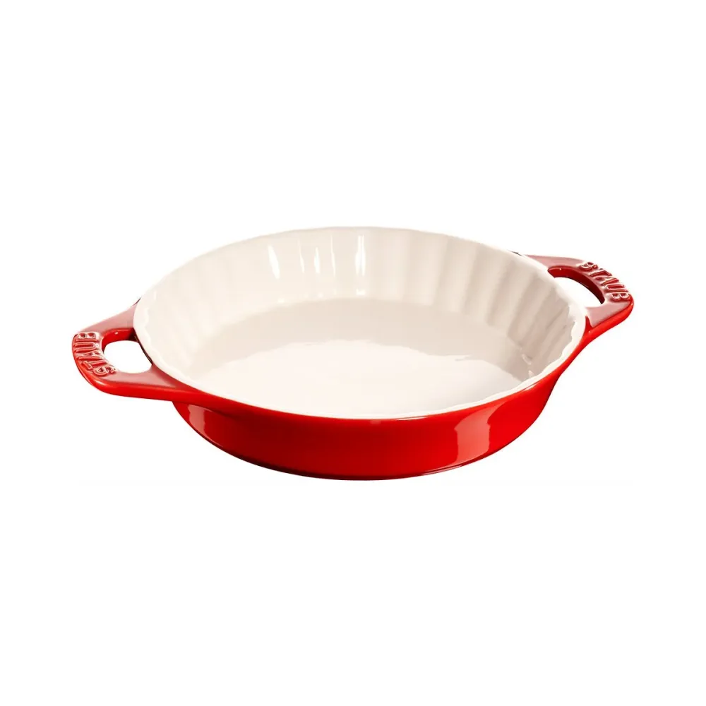 Pie form. 24cm, rød, keramikk - STAUB OVNSFORM 🇫🇷