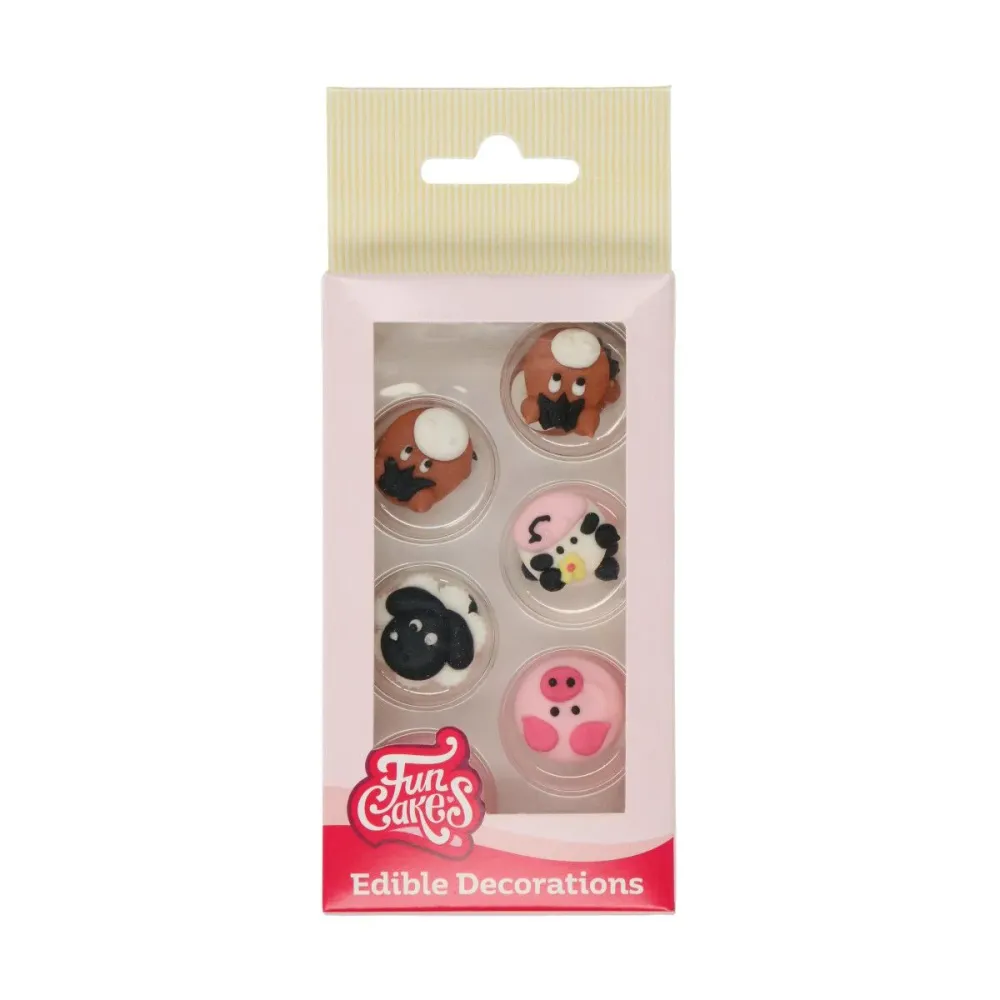 FunCakes spiselig kakepynt -Gårdsdyr- pk/12