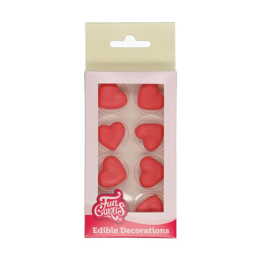FunCakes Spiselig kakepynt Røde hjerter pk/8