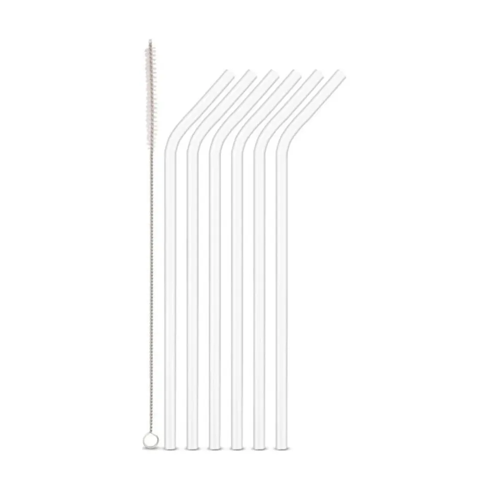 Sugerør i glass BUEDE 6pk m/børste