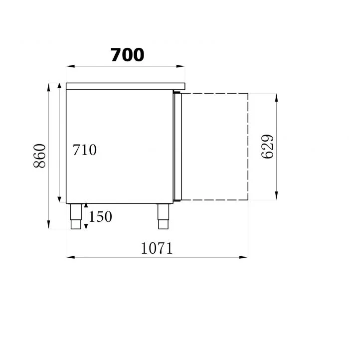 Kjølebenk 700; 4 dører
