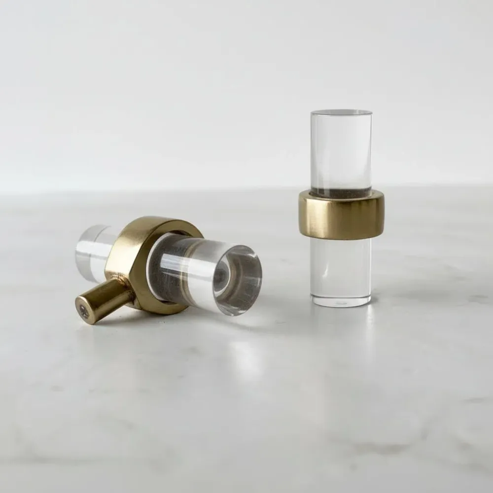 2-pk knott Cylinder, glass og gull