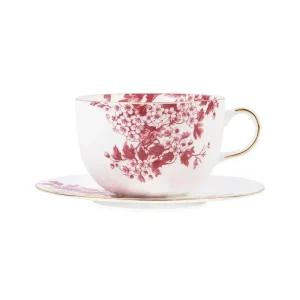 Tea Cup & Sauser Burgundy
