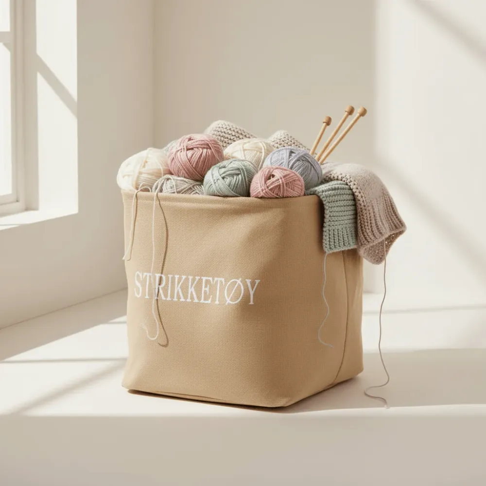 Kurv Strikketøy beige
