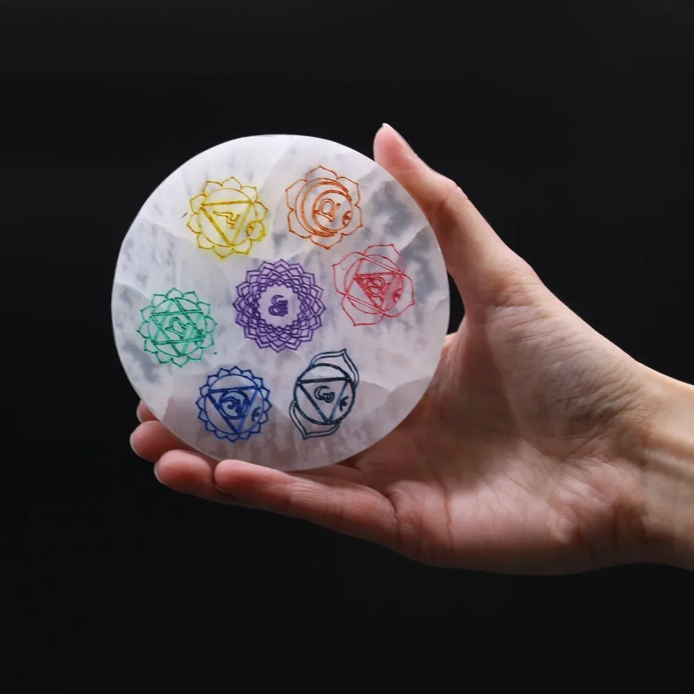 Selenitt chakra ladeplate 10cm