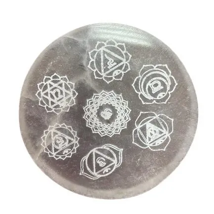 Selenitt ladeplate chakra 8cm