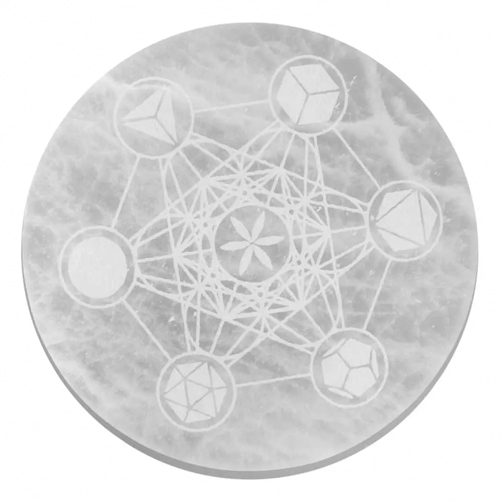 Selenitt ladeplate hellig geometri 18cm