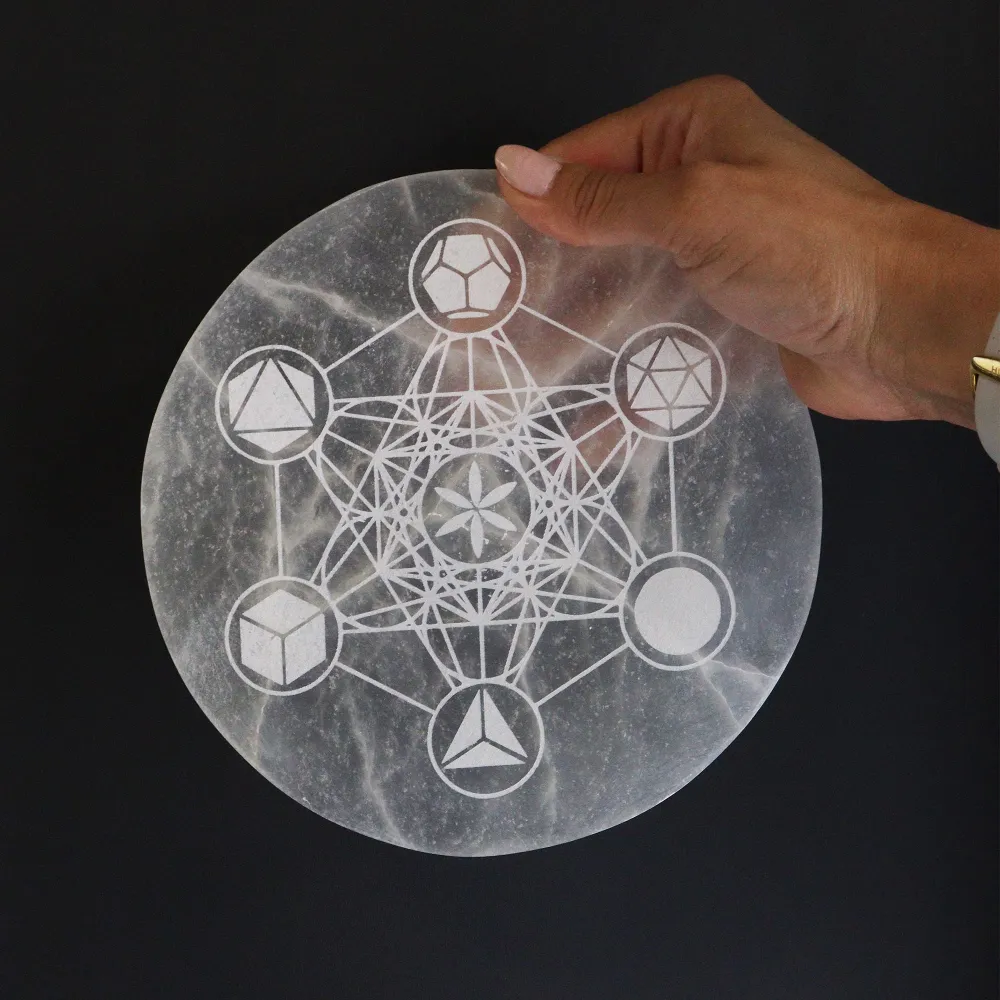 Selenitt ladeplate hellig geometri 18cm
