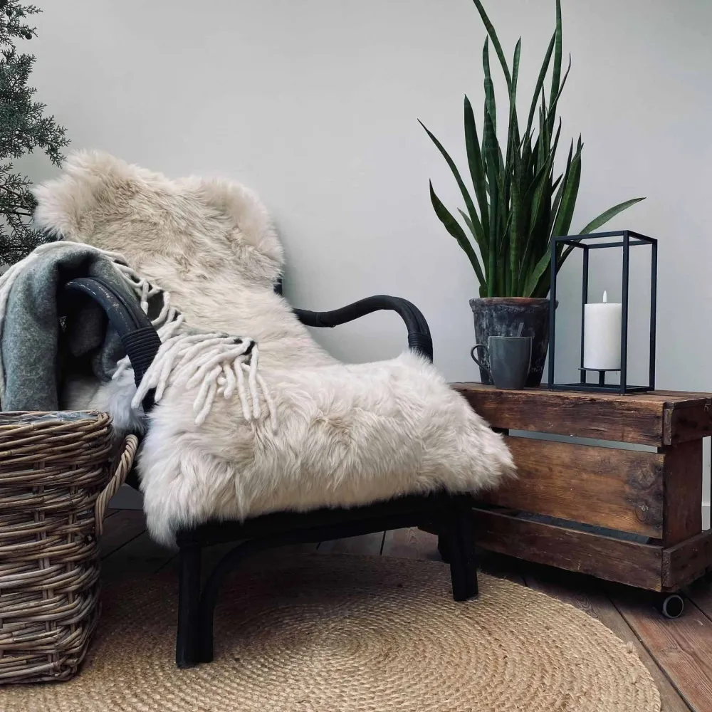 Lammeskinn - Lys beige 140 cm