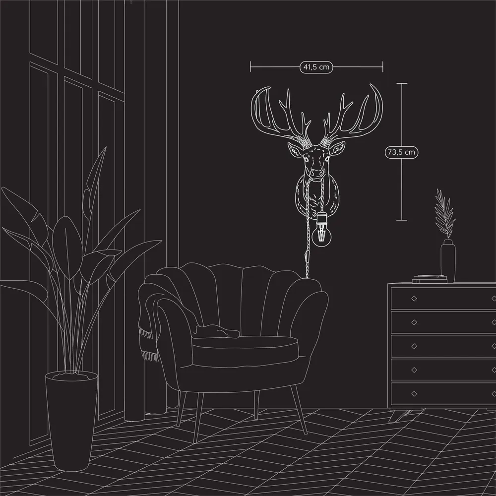 Vegglampe hjort - "Harry"