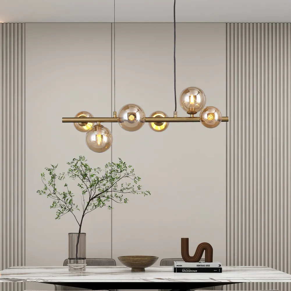 Valencia Langbordslampe 63cm Messing/Amber