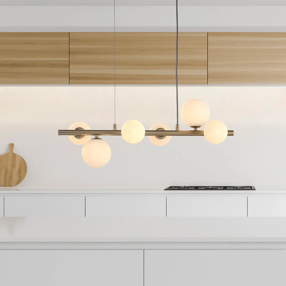 Valencia Langbordslampe 63cm Messing/Opal