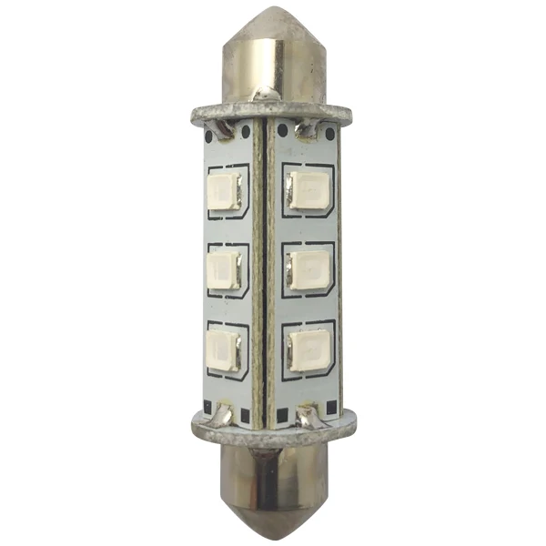 1852, LED pinole pære 42mm 10-36Vdc grønn, 2 stk, 1,2 W, 120 lumen