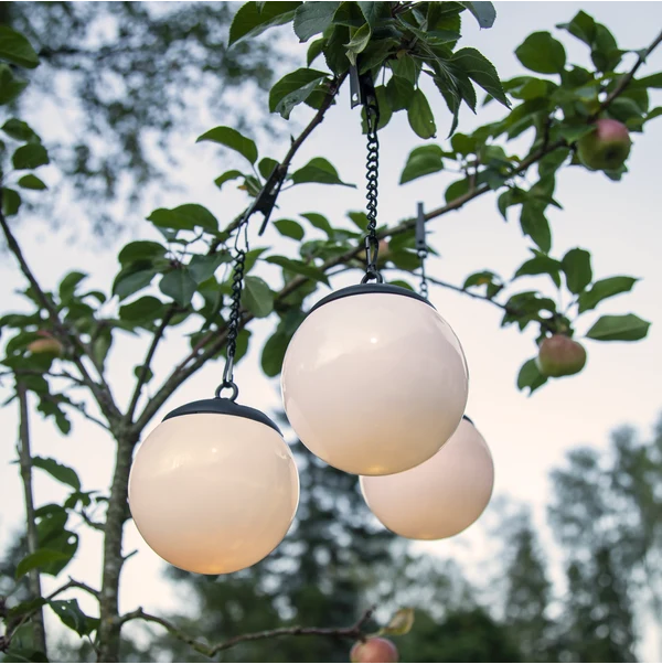 Globus LED-solkule 10 cm hvit 3 stk.