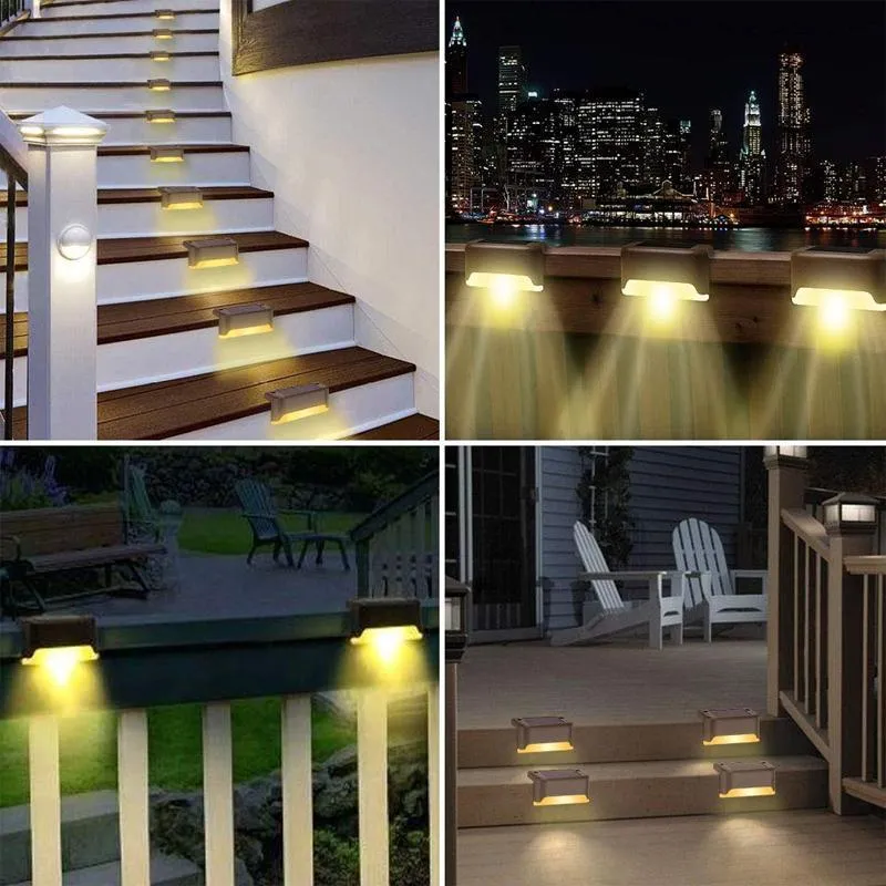 LED Solar Lamp Path Trapp Utendørs Vanntett Vegglampe (8stk)