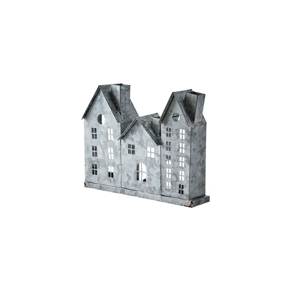 Lyshus Telys, Grå Metall - 26cm