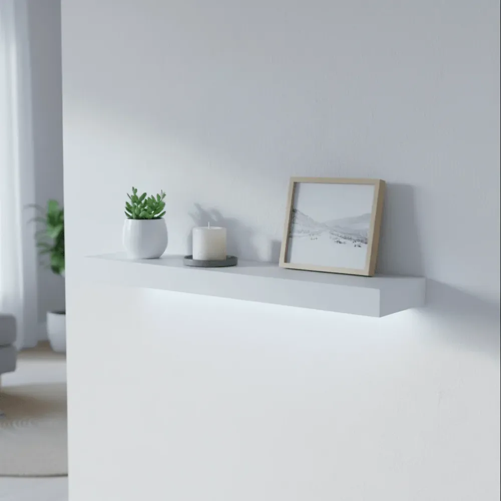 Hylle med LED-lys hvit