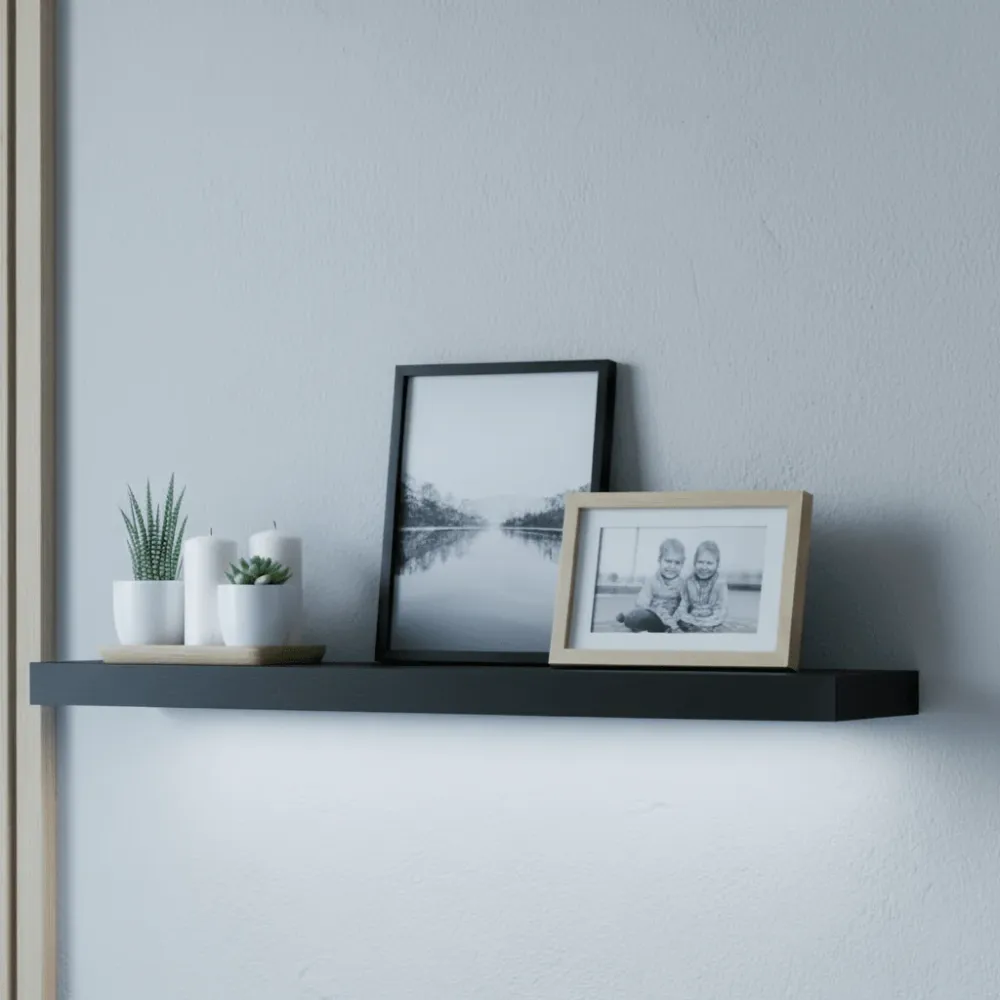 Hylle med LED-lys sort