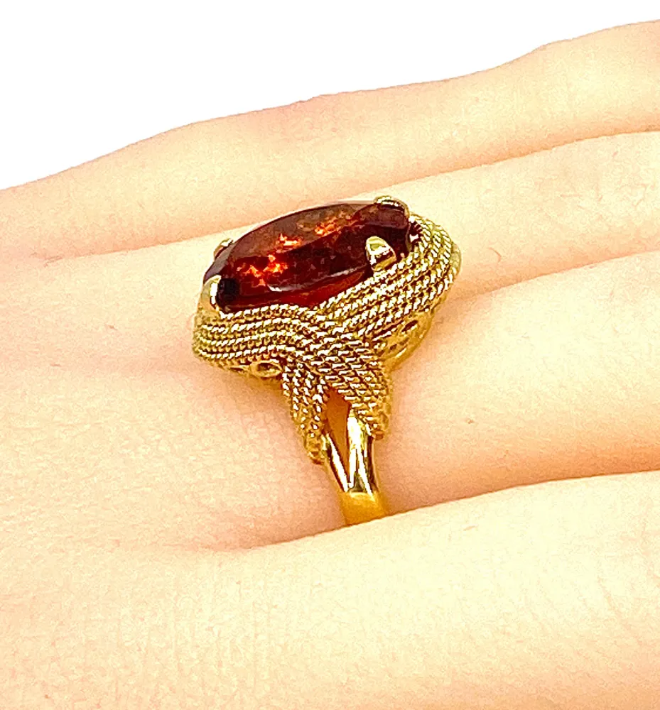 18k gult gull og citrin ring