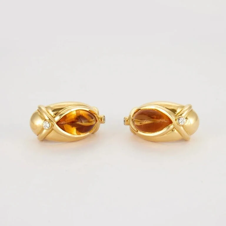 Citrin diamant øredobber