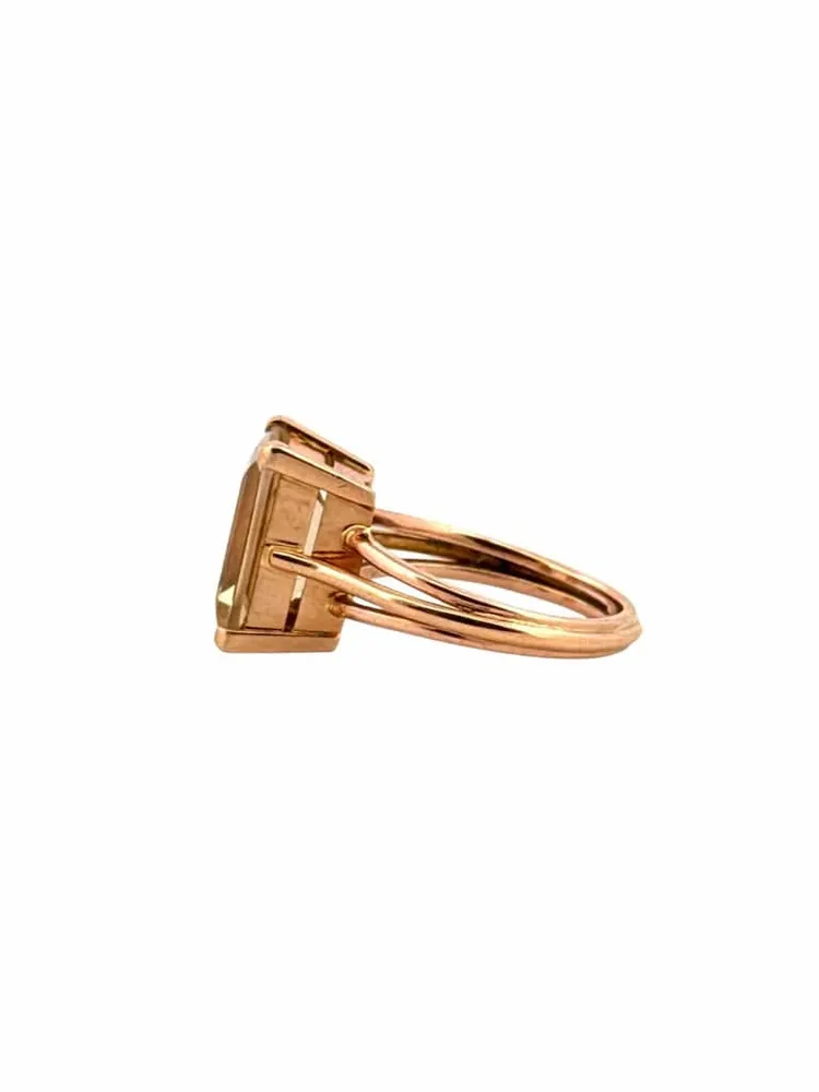 Retro ring i gult gull og citrin