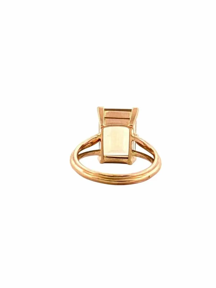 Retro ring i gult gull og citrin