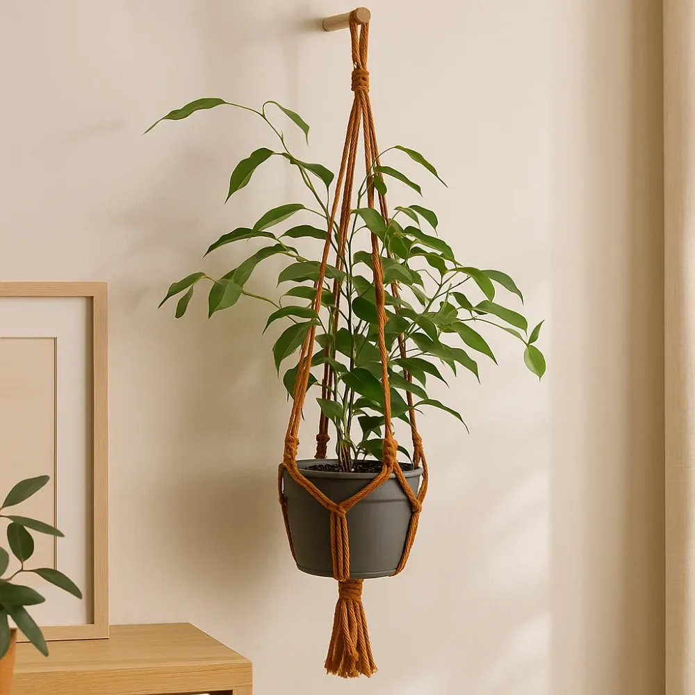 Macrame Pot Holder Klassisk Sjokolade Medium