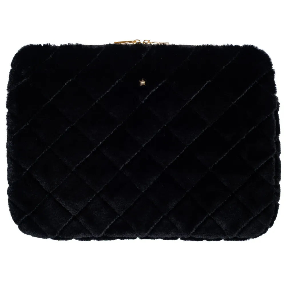 FAUX FUR QUILTED MAC COVER BLACK