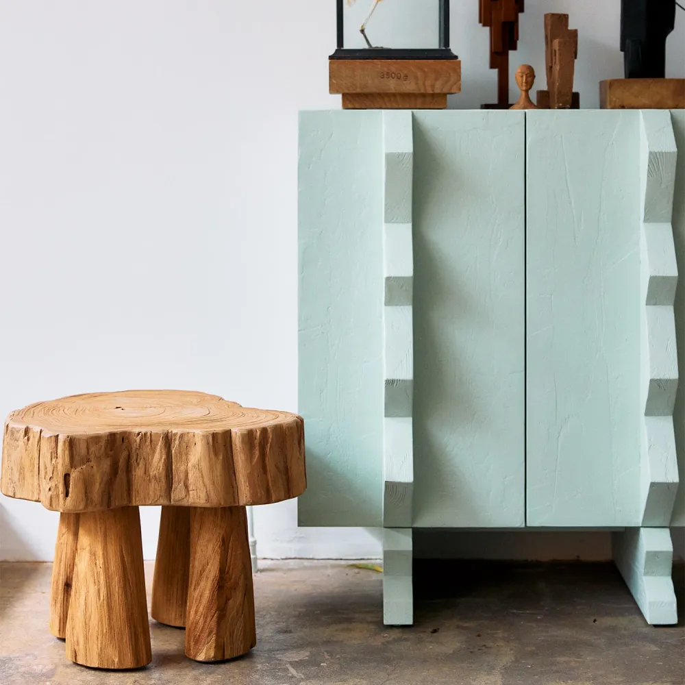 Log wooden stool