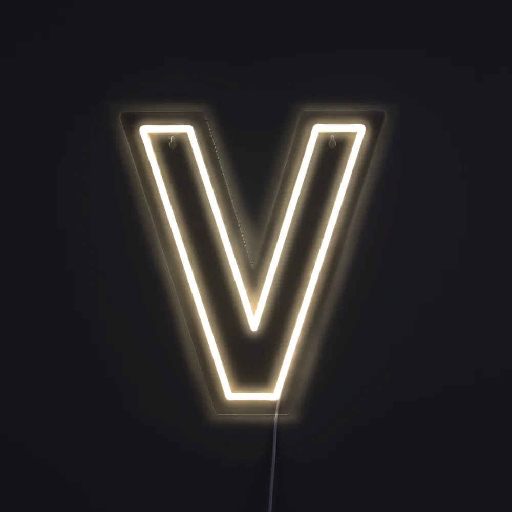 Bokstav V Neon Vegglampe
