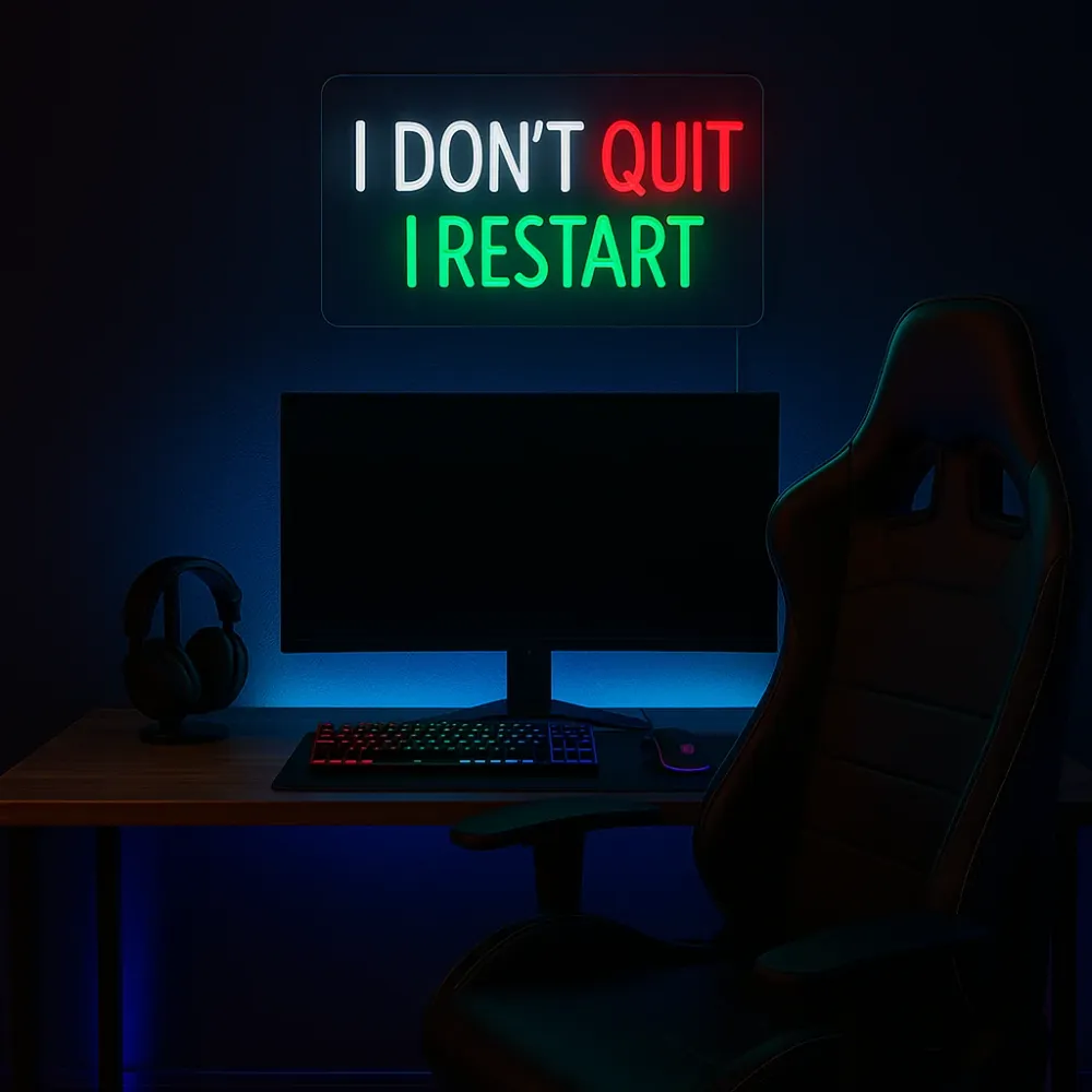 I Don’t Quit I Restart Neon Vegglampe