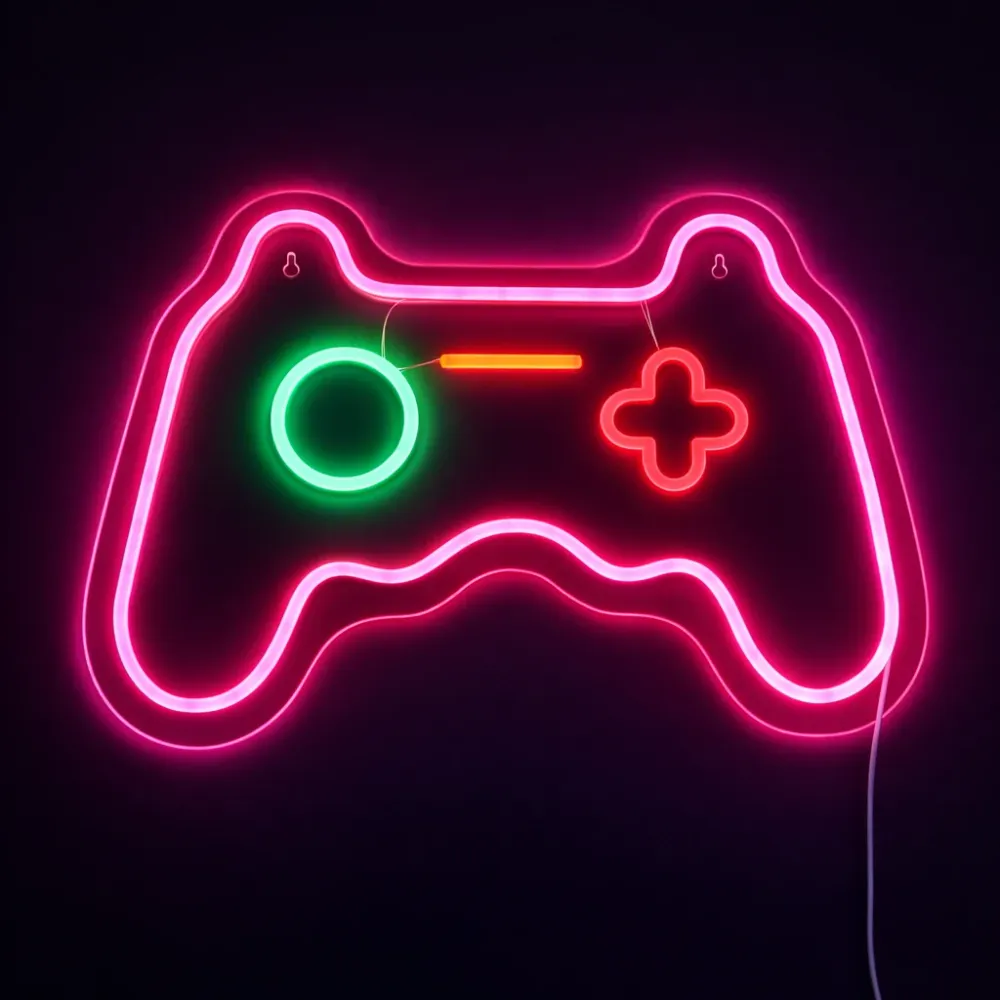 Joystick Neon Vegglampe Rosa