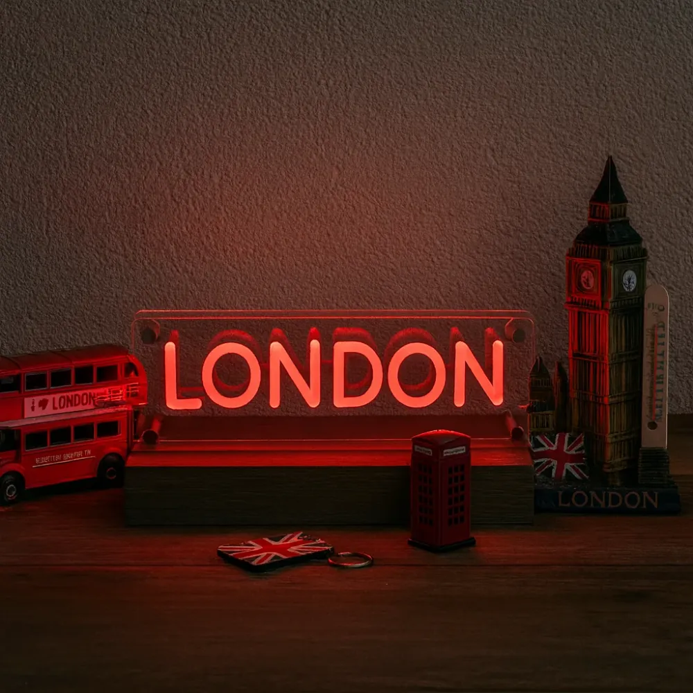 London LED Neon Box Bordlampe