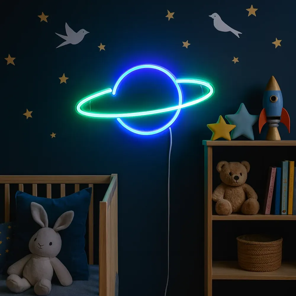 Saturn Neon Vegglampe Blå/Grønn