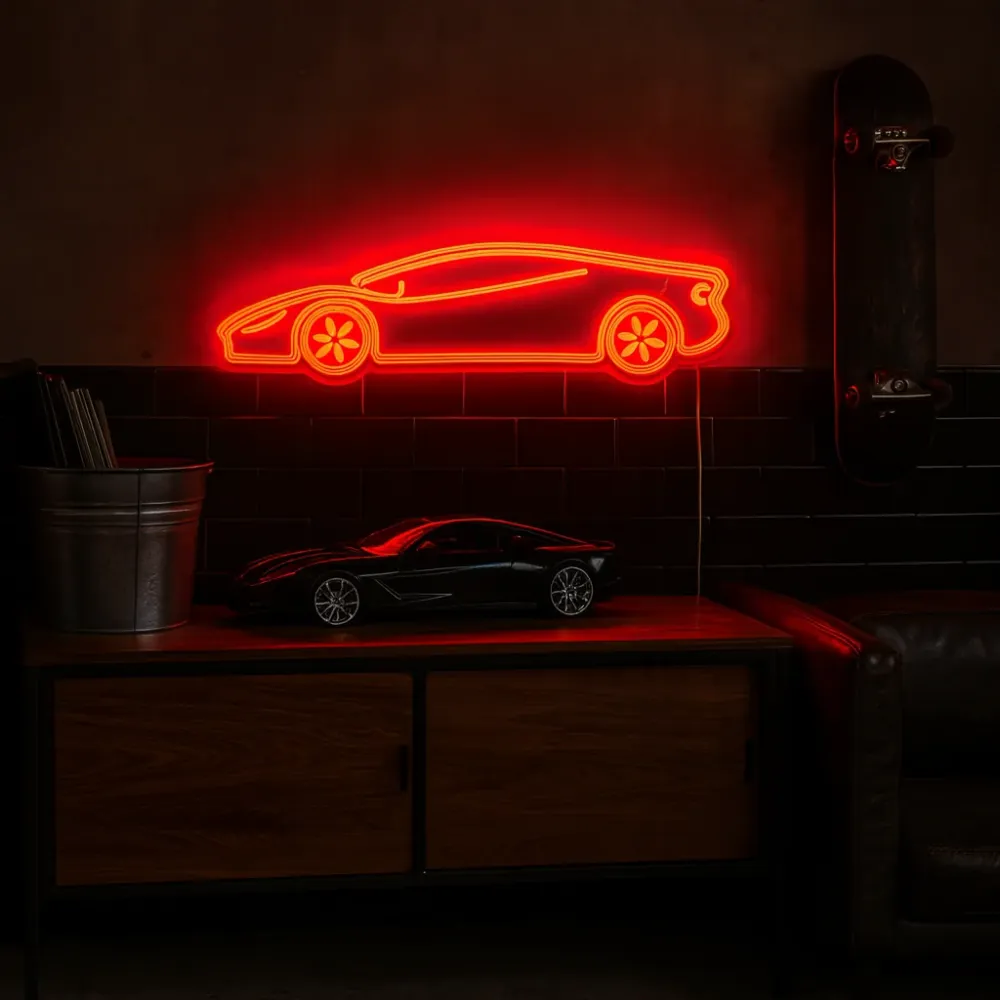 Sportbil Neon Vegglampe