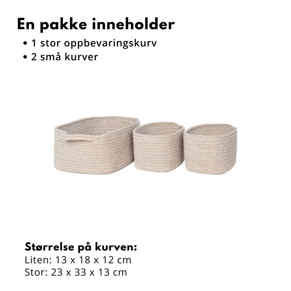 3-pk Teixo oppbevaringskurv