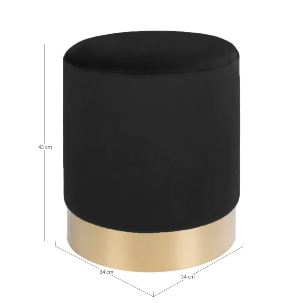 Gamby puff sort fløyel ø34 cm