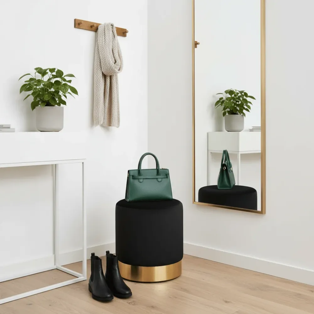 Gamby puff sort fløyel ø34 cm