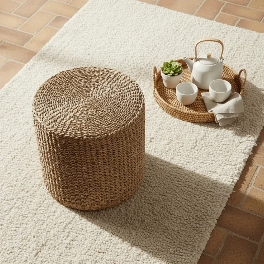 Rivera puff naturell ø40 cm