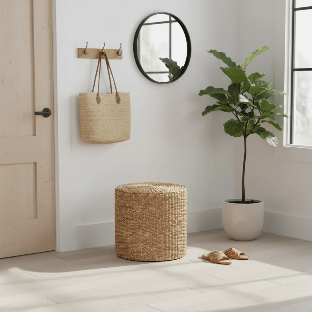 Rivera puff naturell ø40 cm
