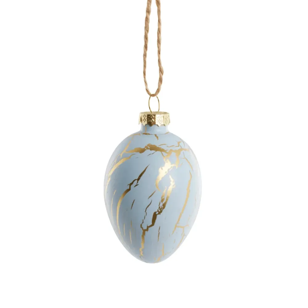 Fella påskeegg i glass, blå/gull (7 cm)