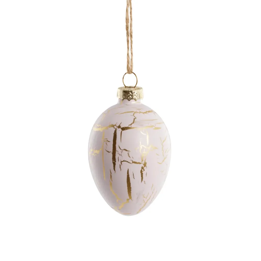 Fella påskeegg i glass, rosa/gull (7 cm)