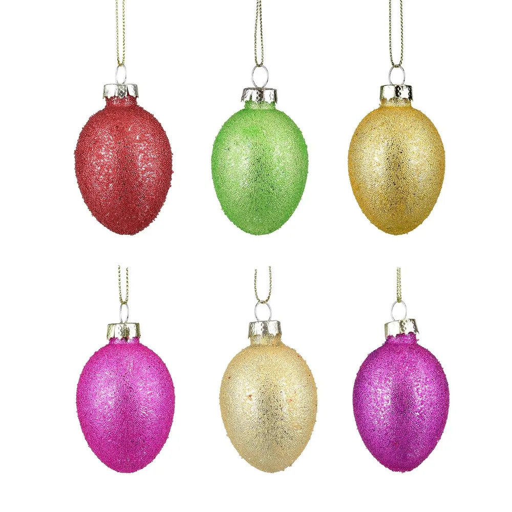 Påskeegg med glitter, 6 stk(6cm)