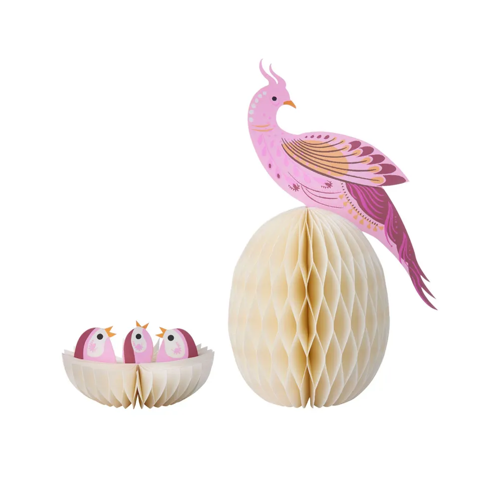 Påskepynt Pink Paradisfugl figurer 2 stk