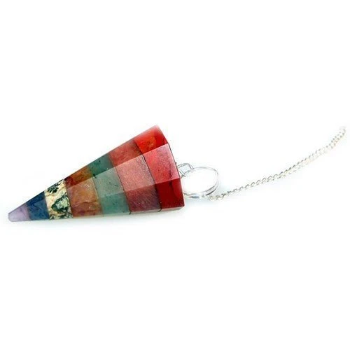 Chakra krystall pendel, 7 skiver edelstener