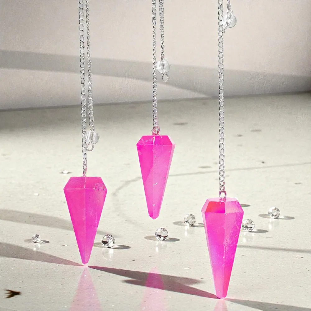 Sekssidet pendel – Aurora krystall rosa – 4 cm