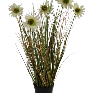 Kunstig "Solhatt" Gress Hvit 60cm