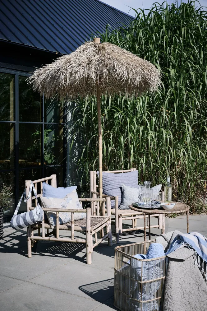 Felima strandteppe stripete / 200x140 cm lin/blå