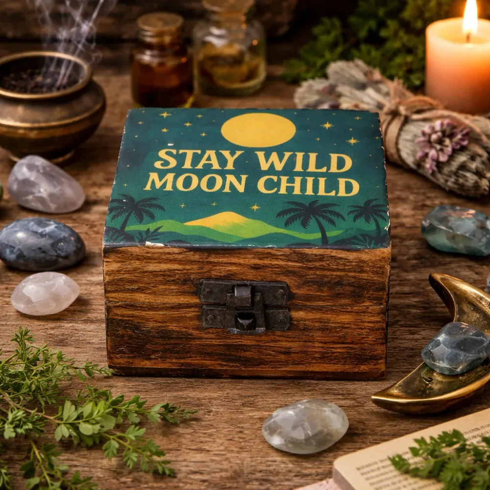 Liten emaljert boks – Stay Wild Moon Child